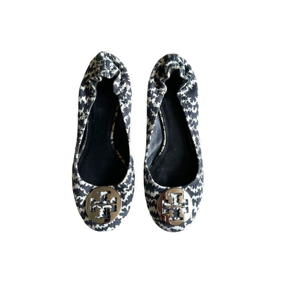 Tory Burch Reva Ballet Flats Zig Zag Print Size 7 - Picture 2 of 5
